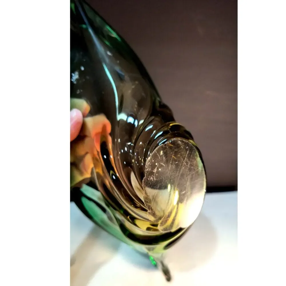 146.  Murano Style Green and Amber Blown Glass dish